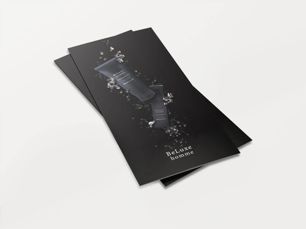 三つ折りリーフレット制作事例 男性用スキンケア商品 東京のデザイン会社 タイタン アート